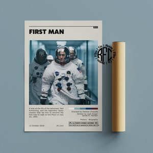 First Man Retro Vintage Poster | Minimalist Movie Poster | Retro Vintage Art Print | Wall Art | Home Decor