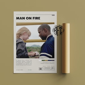 Man On Fire Retro Vintage Poster | Minimalist Movie Poster | Retro Vintage Art Print | Wall Art | Home Decor