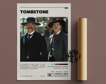 Tombstone Retro Vintage Poster | Minimalist Movie Poster | Retro Vintage Art Print | Wall Art | Home Decor