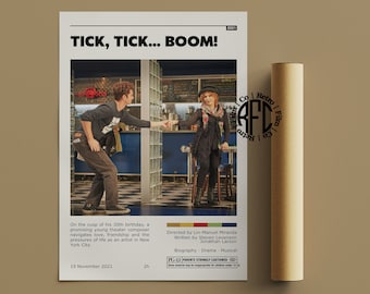 Tick Tick Boom Retro Vintage Poster / Minimalist Movie Poster / Retro Vintage Art Print / Wall Art / Home Decor