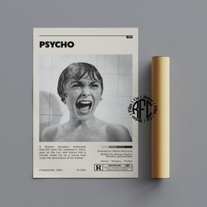 Psycho Retro Vintage Poster | Minimalistisches Film poster | Retro Vintage Kunstdruck | Wandbild | Home Dekor