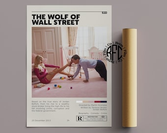 The Wolf Of Wall Street Retro Vintage Poster | Minimalist Movie Poster | Retro Vintage Art Print | Wall Art | Home Decor