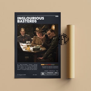 Inglourious Basterds Retro Vintage Poster | Minimalistyczny plakat filmowy | Retro Vintage Art Print | Sztuka ścienna | Wystrój domu