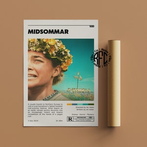Midsommar Retro Vintage Poster | Minimalistisches Film poster | Retro Vintage Kunstdruck | Wandbild | Home Dekor