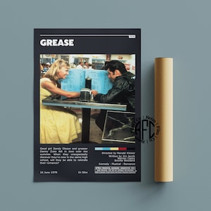 Grease Retro Vintage Poster | Minimalist Movie Poster | Retro Vintage Art Print | Wall Art | Home Decor