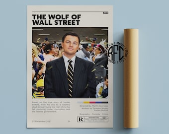 The Wolf Of Wall Street Retro Vintage Poster | Minimalist Movie Poster | Retro Vintage Art Print | Wall Art | Home Decor