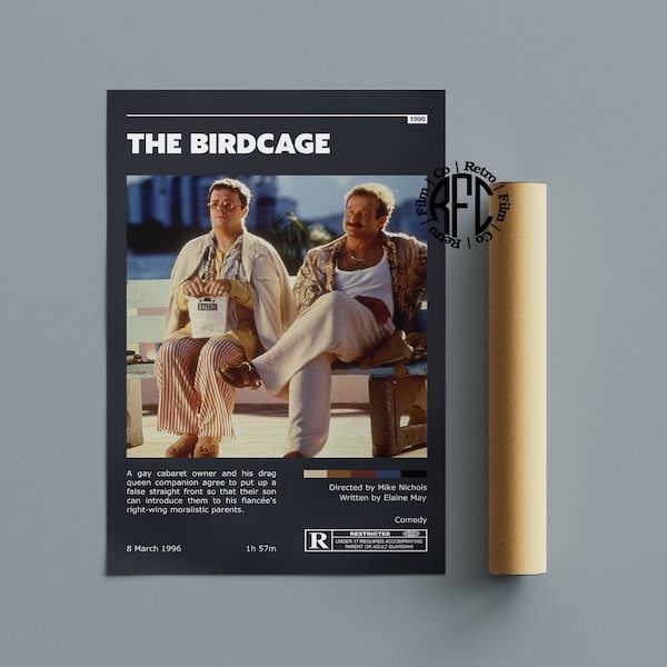 The Birdcage Retro Vintage Poster | Minimalist Movie Poster | Retro Vintage Art Print | Wall Art | Home Decor