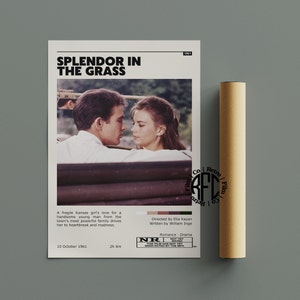 Splendor In The Grass Retro Vintage Poster | Minimalist Movie Poster | Retro Vintage Art Print | Wall Art | Home Decor