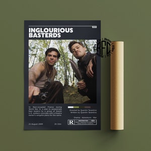 Inglourious Basterds Retro Vintage Poster | Minimalistyczny plakat filmowy | Retro Vintage Art Print | Sztuka ścienna | Wystrój domu