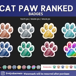 Cute Cat Paw Ranked Edition / Sub Badges and Bit Badges for Twitch, YouTube, Discord / Cute cat sub badge/ Bit badges in RANKED Edition