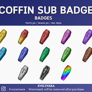 13 Coffin Sub Badges / Coffin Twitch Sub badges / Coffin Bit badges / Goth Sub badges for Twitch, YouTube, Discord