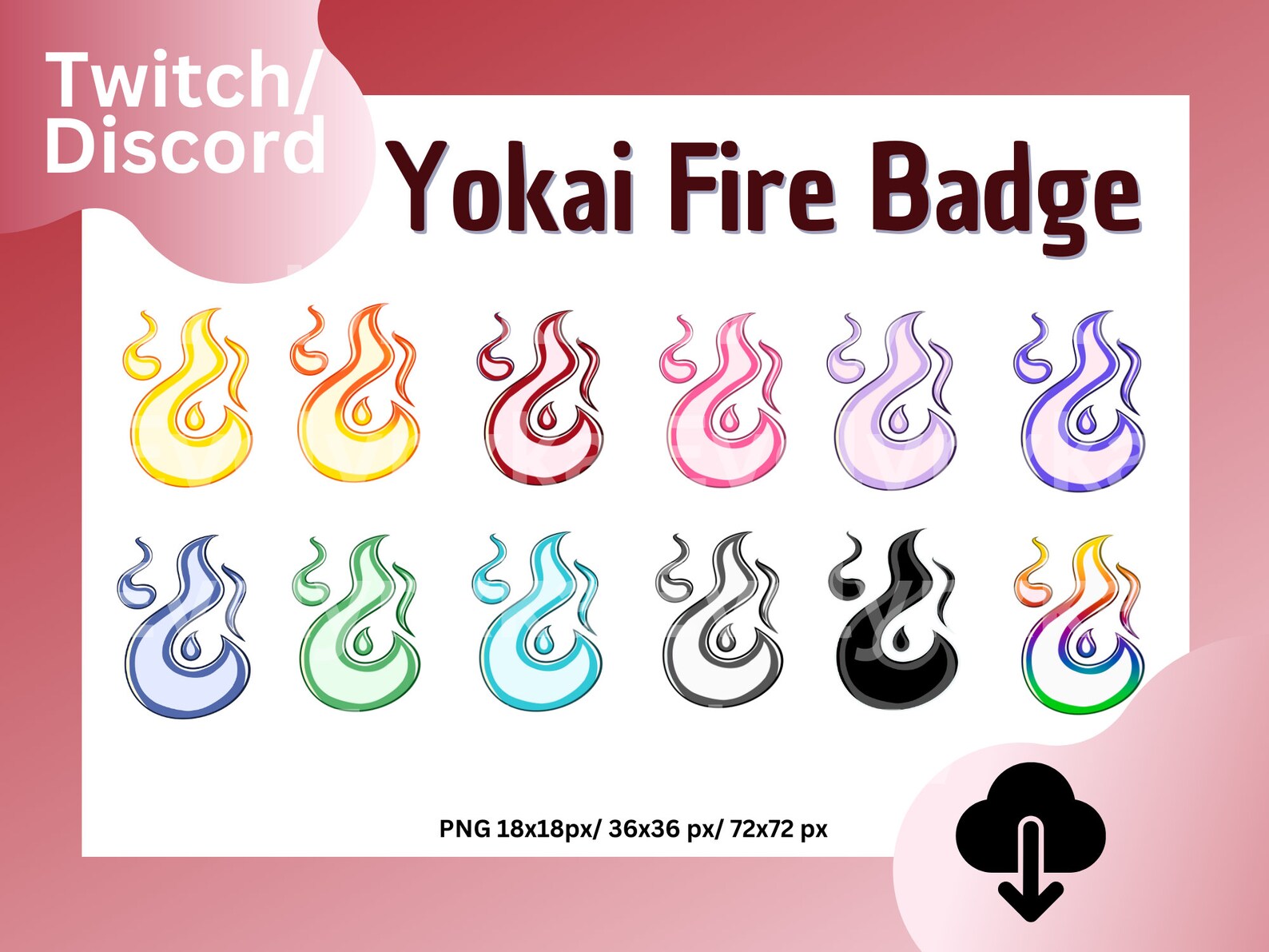 Yokai Fire Twitch Sub Badges / Twitch Emote / Fire Emote / - Etsy