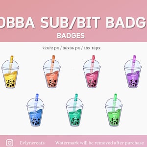 Cute Bubble Tea Sub Badges / Boba Bit badges / Bubble Tea bit badges Twitch, Youtube