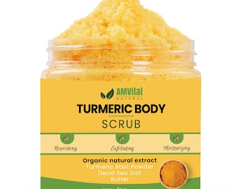 Gommage corporel au curcuma AMVital - Acné, taches brunes, peau lisse, exfoliation naturel