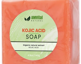 Pain de savon à l'acide kojique naturel AMVital pour une peau éclatante et éclatante - Visage et corps