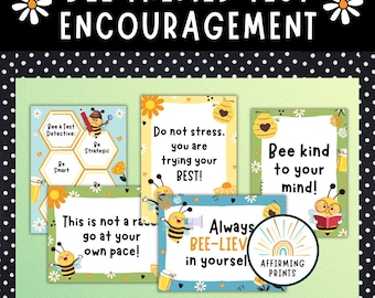 Bee Themed Test Encouragement, Testing Strategies Poster, Bee Treat Tag