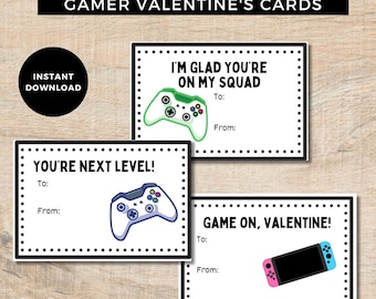 Tarjetas de San Valentín para gamers, imprimibles con juegos de palabras (PDF y PNG)