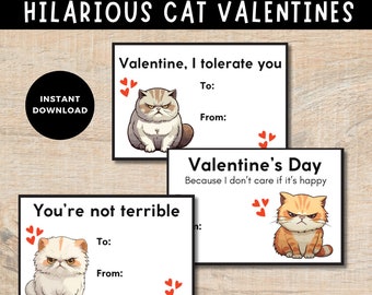 Tarjetas de San Valentín con juegos de palabras de gatos graciosos, imprimibles (PDF y PNG)