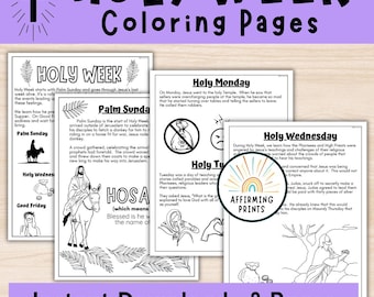 Holy Week Coloring Pages, Easter Story (Printable PDF)