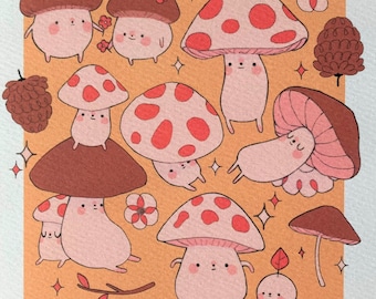 Forest Fellas Mushroom Illustration print