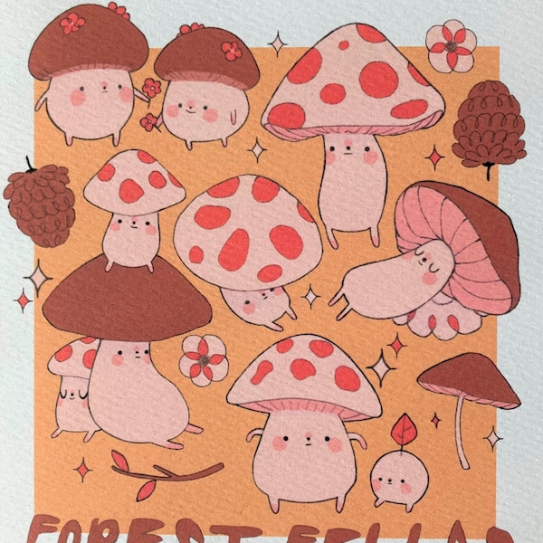 Forest Fellas Mushroom Illustration print