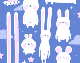 Strange rabbits sticker sheet