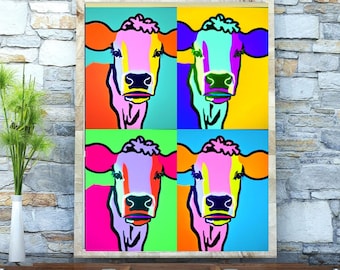 Andy Warhol Inspired Cows Digital Wall Art Print