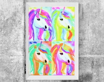 Andy Warhol Inspired Unicorns Digital Wall Art Print