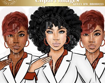 Red and White African-American Clip Art with a Small Business Extended Use License | Red and White | 8PNGs | KELLY_REDWHT