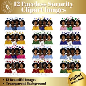 Faceless Sorority/Sisterhood Clip Art with a Small Business Extended Use License | Exclusive Designs | Sorority Clipart | 12 PNGs