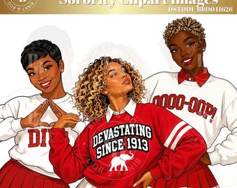 African American Sorority | Delta Sigma Theta Themed Clipart Dolls | Digital Download | 8 PNGs| Sublimation | DSTDIVADOLLS1_BB041926