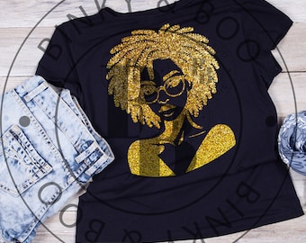 Schwarze Frau mit Locken SVG, Afroamerikanerfrau Silhouette Schnittdatei SVG, natürliches Haar Schnittdatei, Dreads Schnittdatei