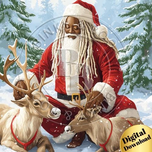 Loc'd African American Santa Claus Digital Art