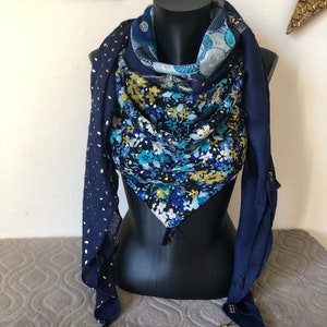 Foulard 4 en 1 Marine et Or image 1