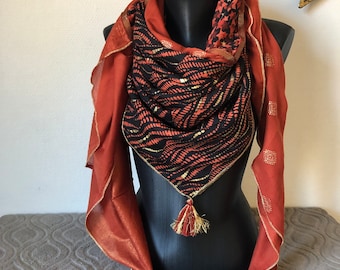 4 in 1 orange/gold scarf