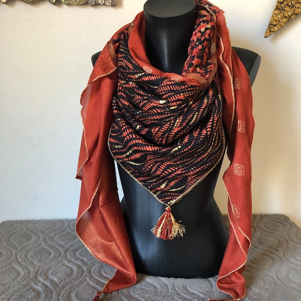 Foulard 4 en 1 oranger/Or