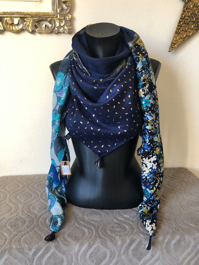 Foulard 4 en 1 Marine et Or image 2