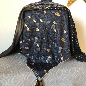 4 in 1 black and gold leaf scarf image 6