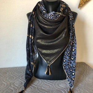 4 in 1 black and gold leaf scarf image 4