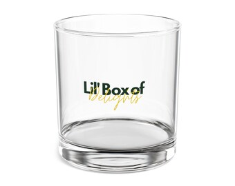 Vaso Rocks con el logotipo de Lil' Box of Designs / Vaso de whisky transparente de 10 oz