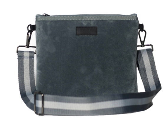 Grey Neoprene Bags Neoprene Bag Grey Velvet Messenger Bag Hermosa - Main Image