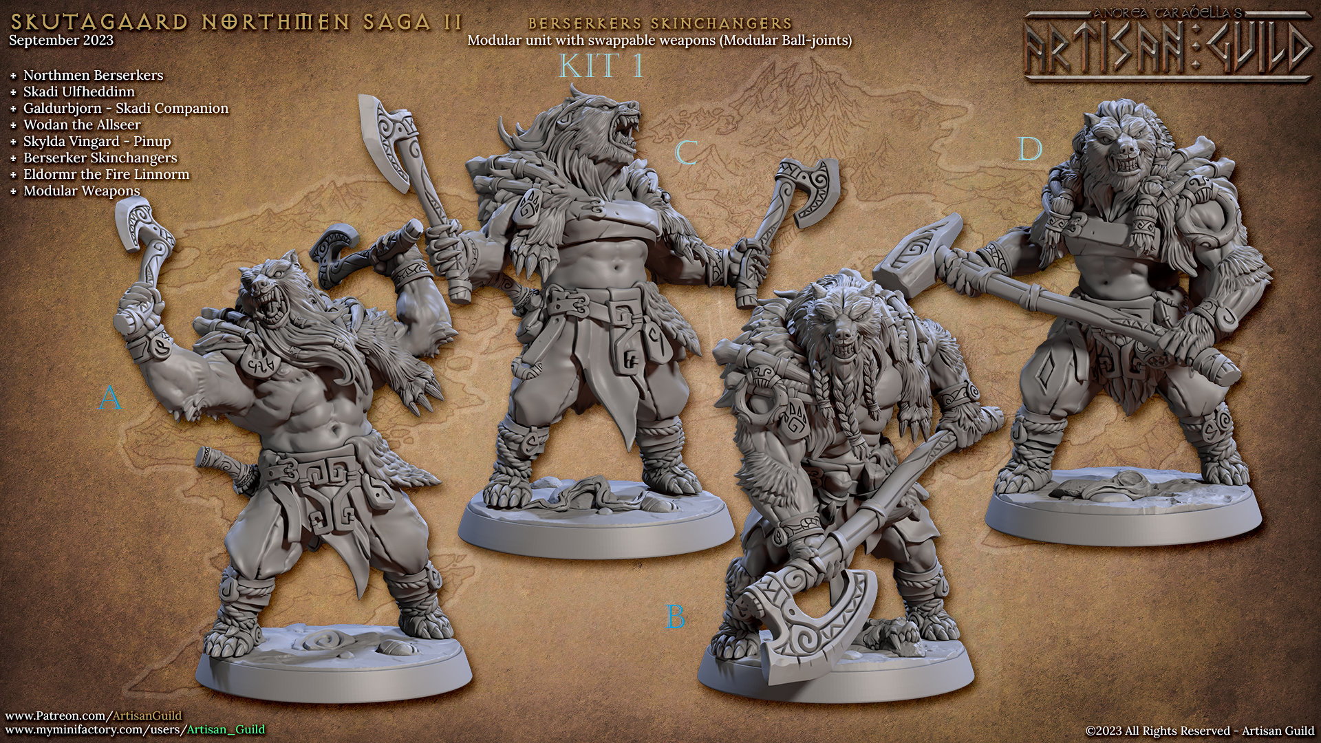 Berserker Skin Changers - Skutagaard Northmen Saga 2 - Lycanthrope - Miniature - DnD Miniatures - Dungeons & Dragons Miniatures - Pathfinder