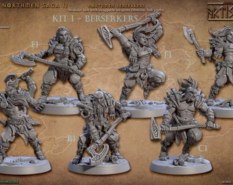 Northmen Berserkers - Skutagaard Northemen Saga 2 - Human - Miniature - Dungeons & Dragons Miniatures - Pathfinder Miniature - Vikings