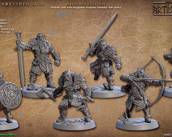 Northmen Huskarls - Skutagaard Northmen - Human  - Miniature - Dungeons & Dragons Miniatures - Pathfinder Miniatures - RPG -