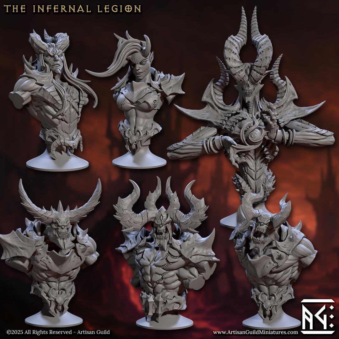 Infernal Legion Bust Collection | Artisan Guild 3D Printed Mini | D&D ...