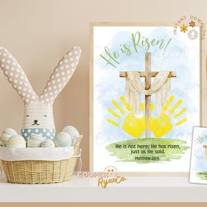 Printable Easter Handprint Art Craft for Kids, He is Risen Keepsake, Homeschool, Sunday School Craft, Toddler, Preschool, Kindergarten Craft