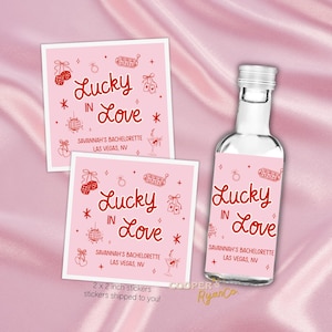 Feeling Lucky Mini Shot Labels, Lucky in Love Bachelorette Party Favors, Las Vegas Bachelorette Liquor Labels, Custom Bachelorette Sticker