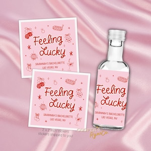 Lucky in Love Bachelorette Party Favors, Lucky in Love Mini Liquor Labels, Vegas Bachelorette, Bachelorette Shot Labels ,Mini Shooter Labels