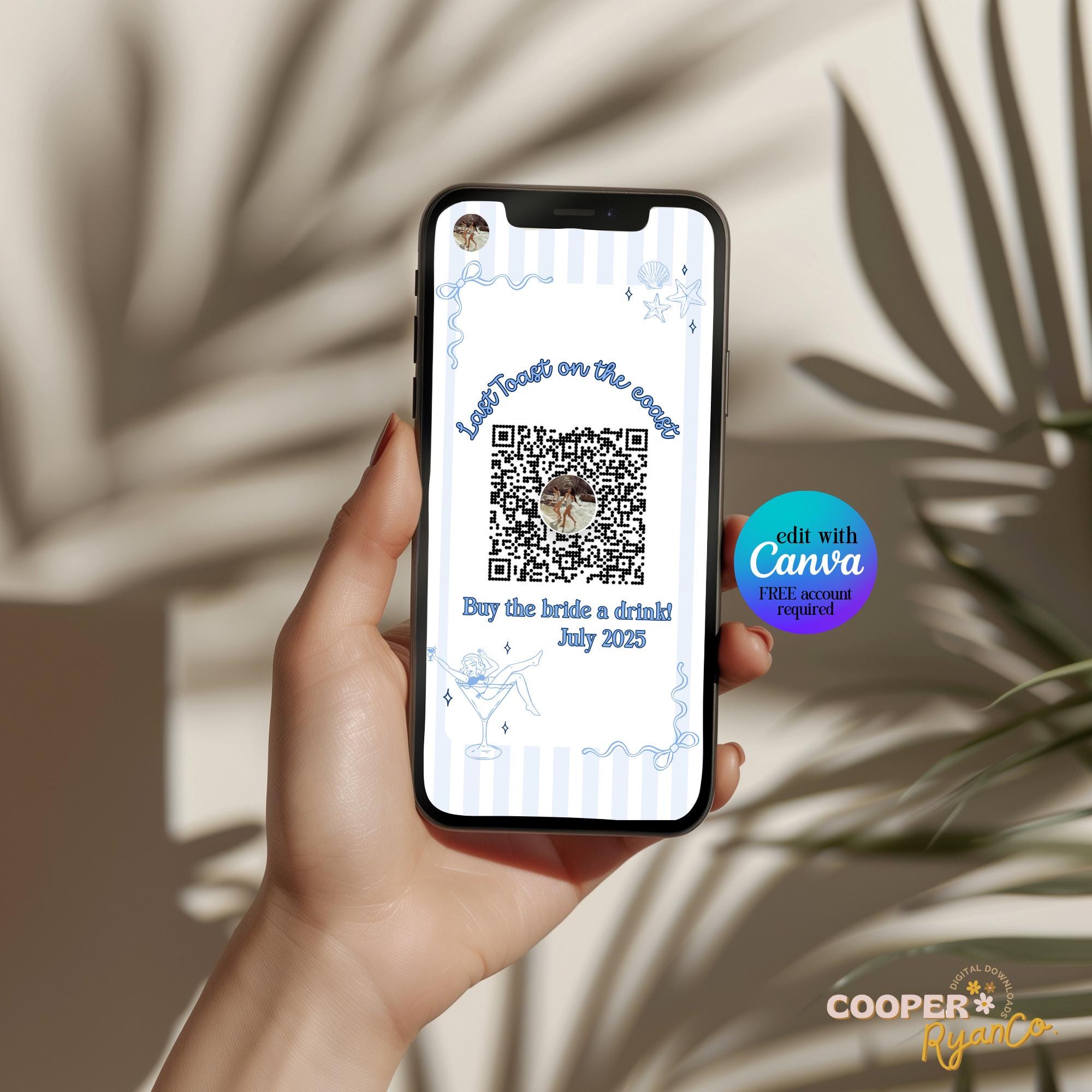 Buy the Bride a Drink Template, Buy the Bride a Shot, Last Toast on the Coast, Coastal Bachelorette, Venmo the Bride, Instagram Story