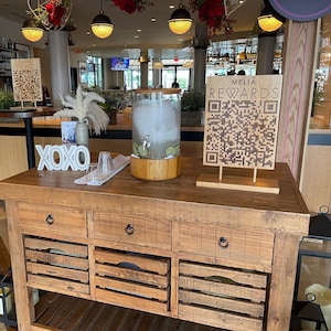 RECLAIMED WOOD QR Code Plaque. Qr code for website, menu, instructions, applications, social media, events, payments, appointment ect..